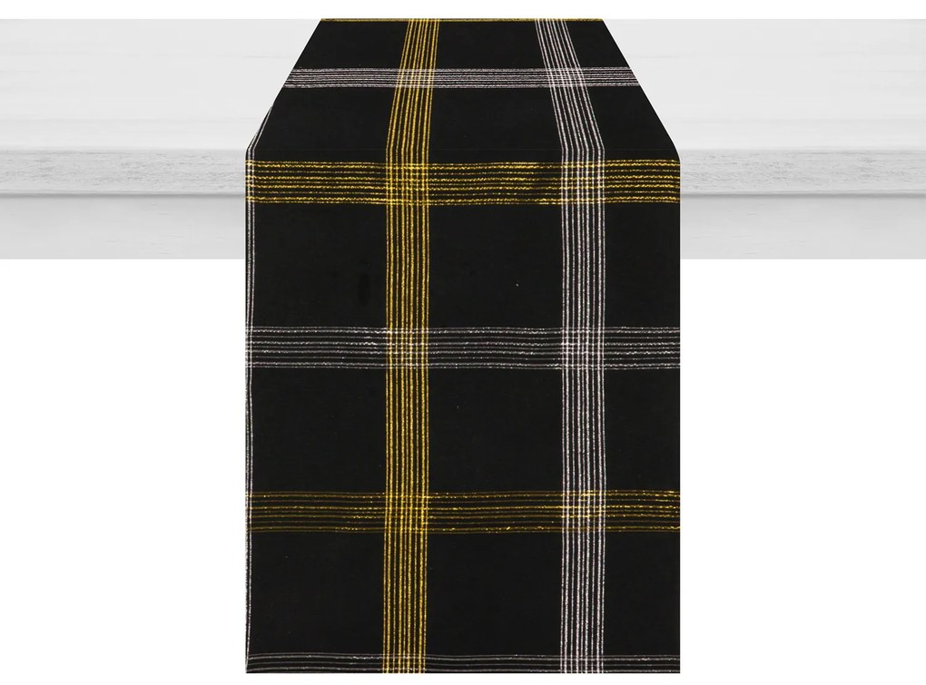 Runner natalizio tartan nero e oro