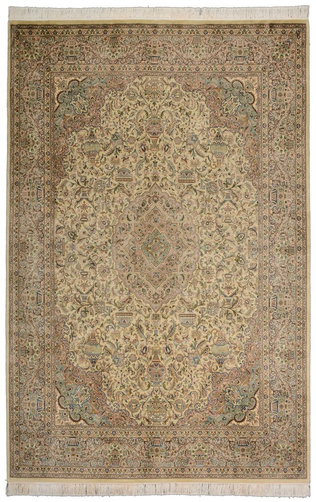 Kashan Tappeto 280 x 190 Beige (Pakistan) Annodato A Mano