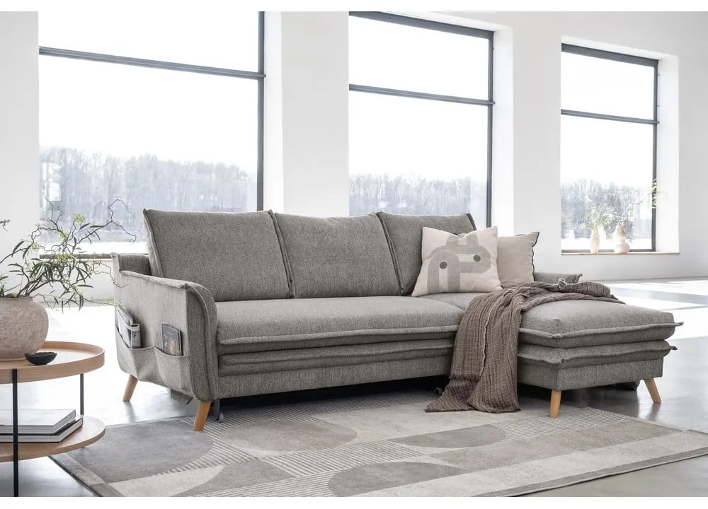Divano letto angolare grigio (angolo destro) Charming Charlie - Miuform