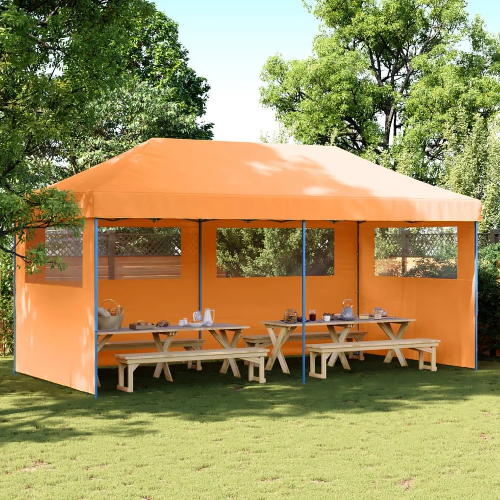 Tendone Per Feste Pieghevole Pop-up Con 3 Pareti Arancione /