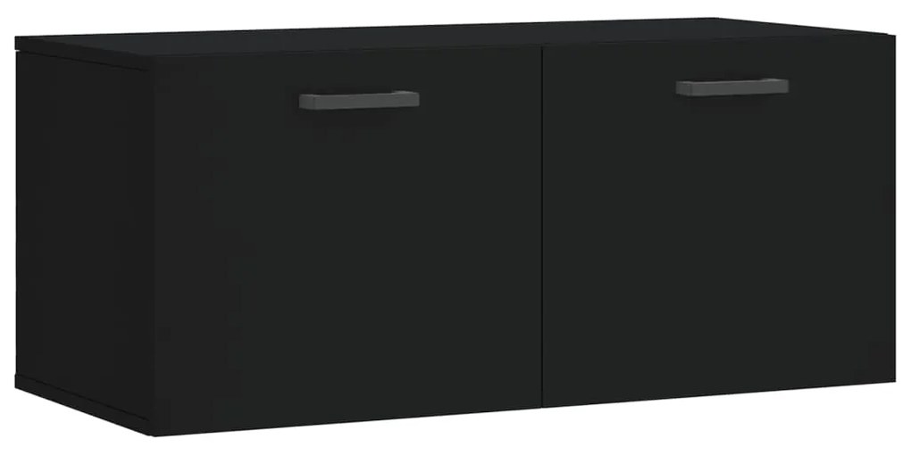 Mobile a parete nero 80x36,5x35 cm in legno multistrato