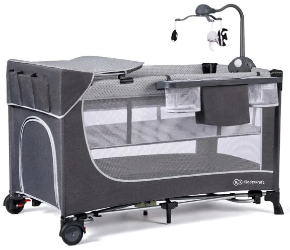KINDERKRAFT - Lettino da viaggio LEODY grigio