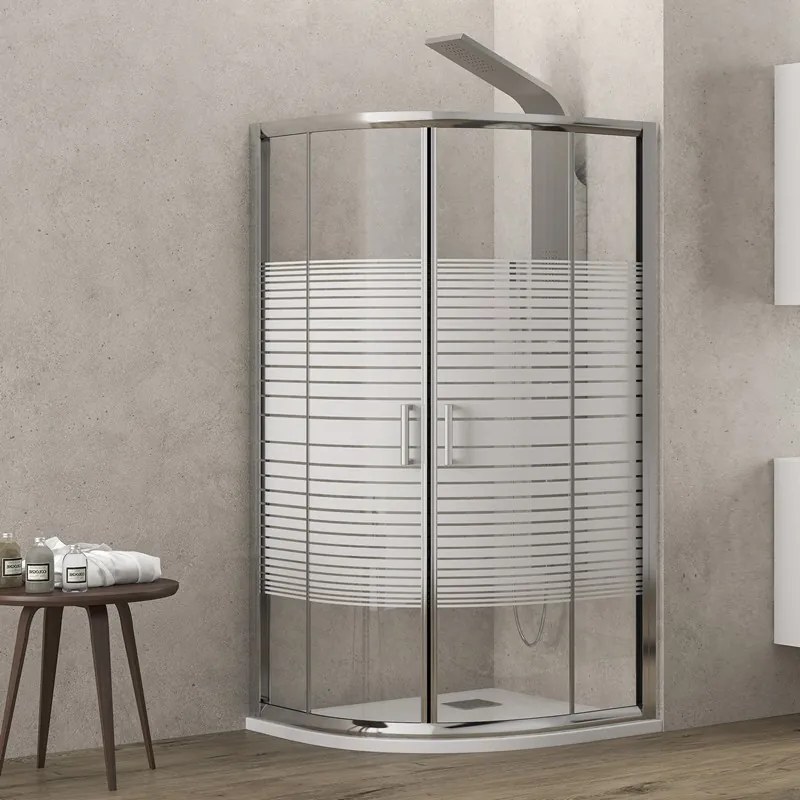 Kamalu - Box doccia semicircolare 80x80 vetro serigrafato altezza 180cm | K400