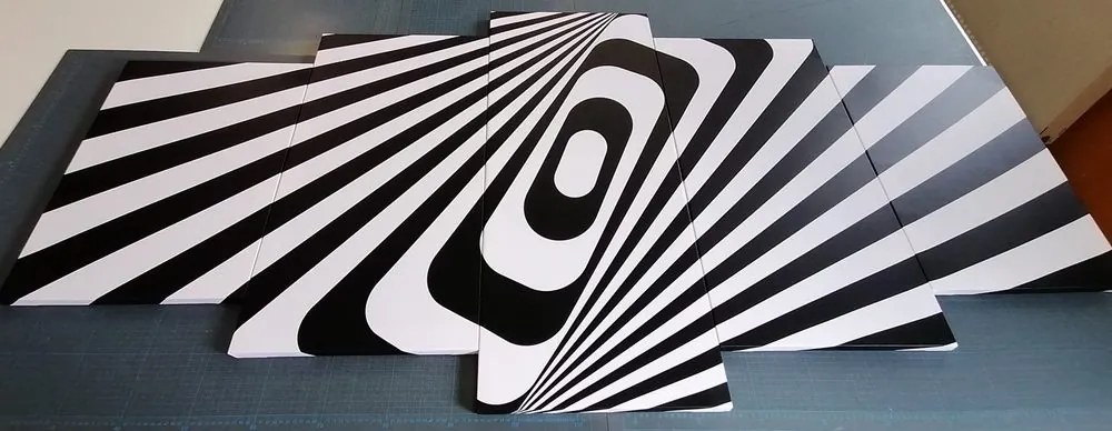 Quadri 5 pezzi – Illusione in bianco e nero