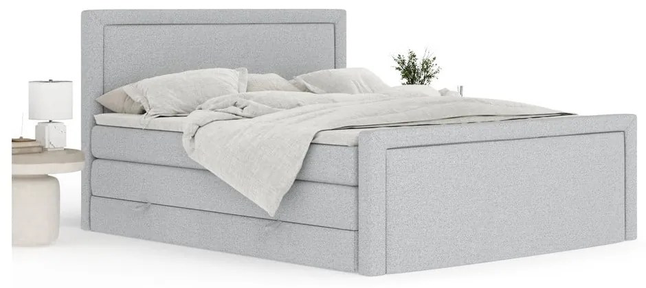 Letto boxspring grigio chiaro con contenitore 200x200 cm Lavenda – Maison de Rêve