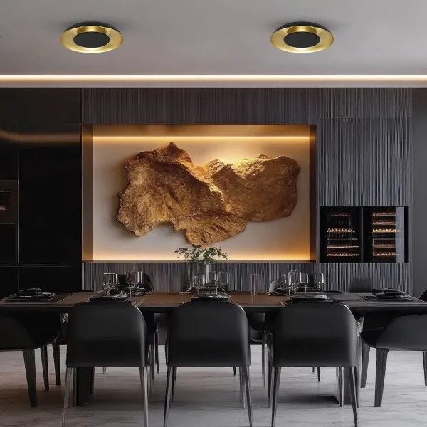 Plafoniera LED da soffitto PIATTINO LED/30W/230V 3000/4000/6000K Ø 40 cm nero/oro