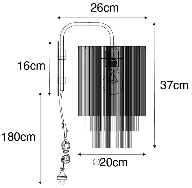 Lampada da parete orientale oro con paralume color crema e frange - Franxa