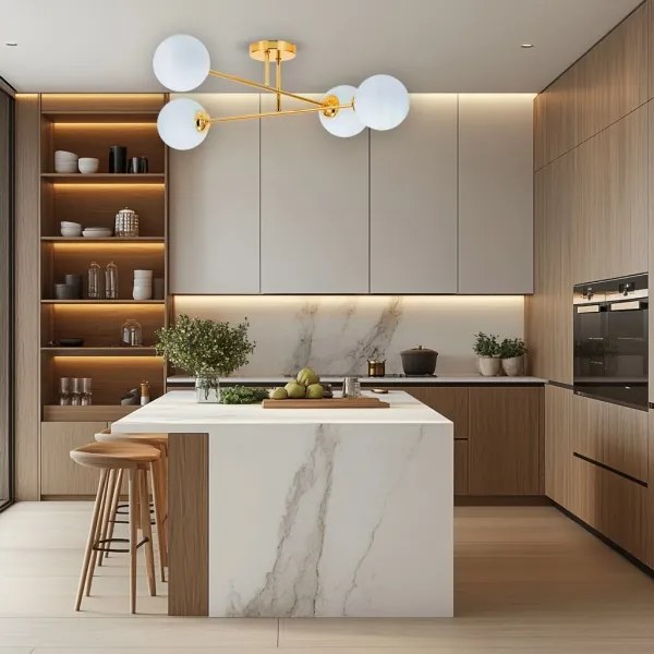 Lampadario a sospensione con supporto rigido 4xE27/35W/230V diametro 70 cm oro