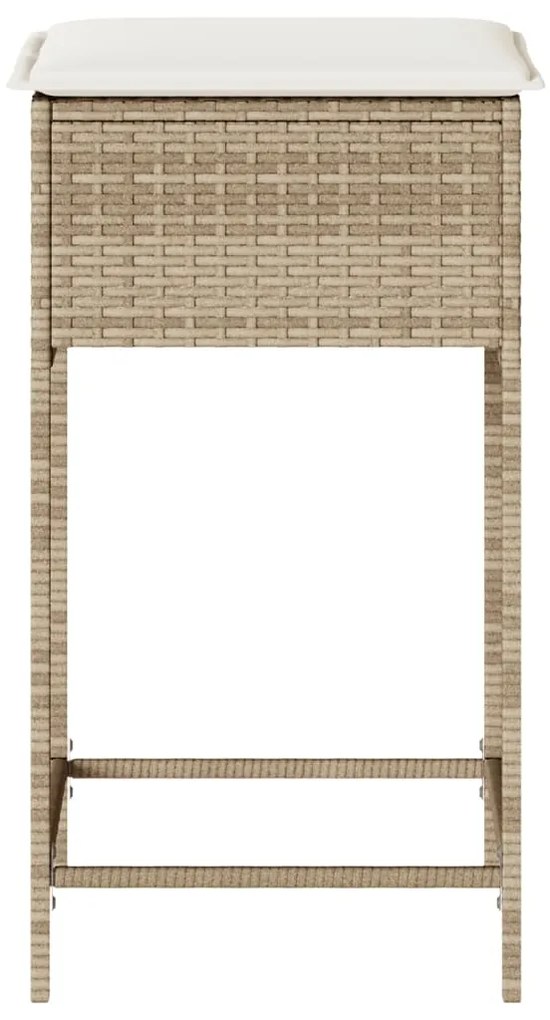 Sgabelli da bar con cuscini 2 pz beige in polyrattan