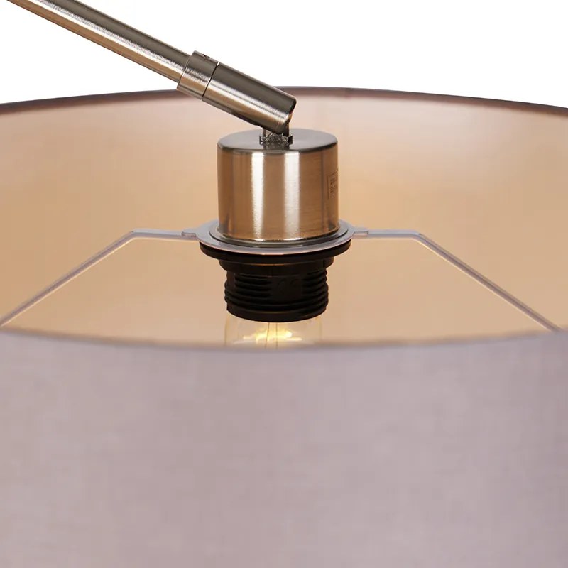 Lampada da terra moderna in acciaio con paralume grigio scuro 45 cm - Editor