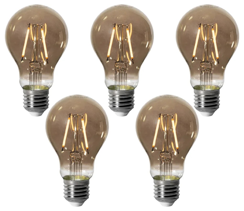 Set di 5 E27 dimbare LED lamp A60 smoke 3W 250 lm 2200K