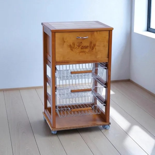 Carrello cucina portafrutta con portapane ROVERE