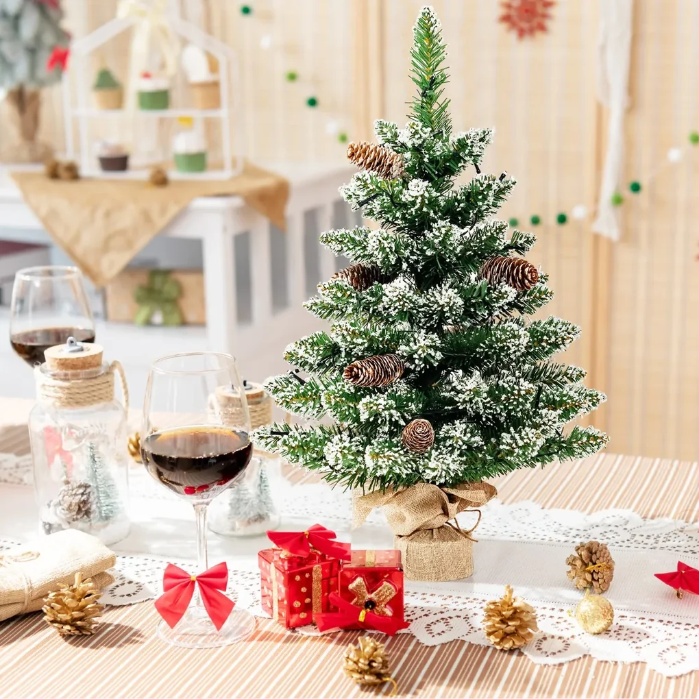 Albero di Natale da tavolo 2Ft Albero di Natale artificiale verde Mini Xmas Pine Tree con