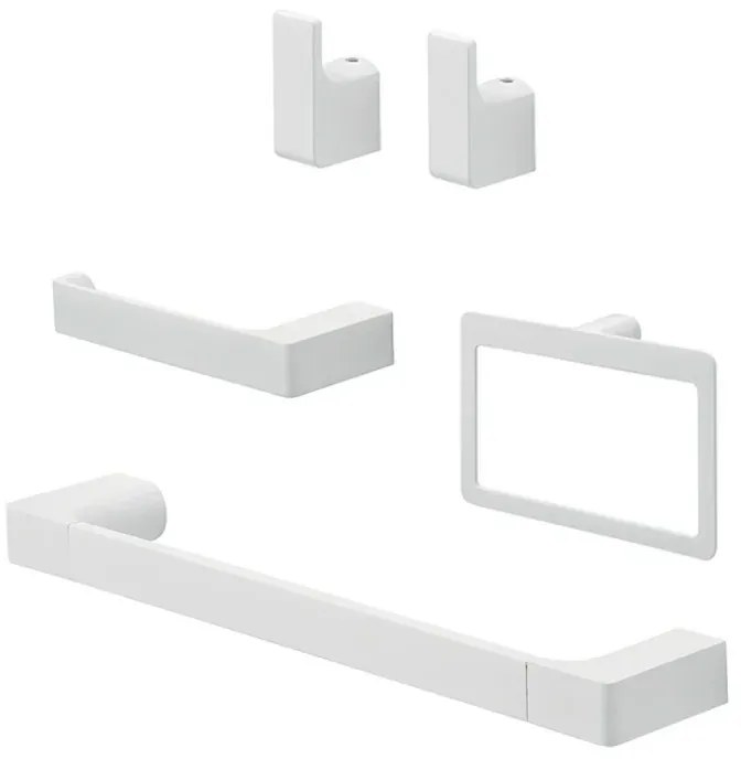 Set accessori bagno 4pz da parete in acciaio bianco Pirenei