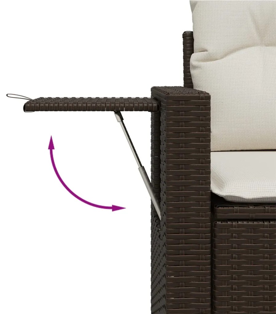 Set divani da giardino 10pz con cuscini in polyrattan marrone