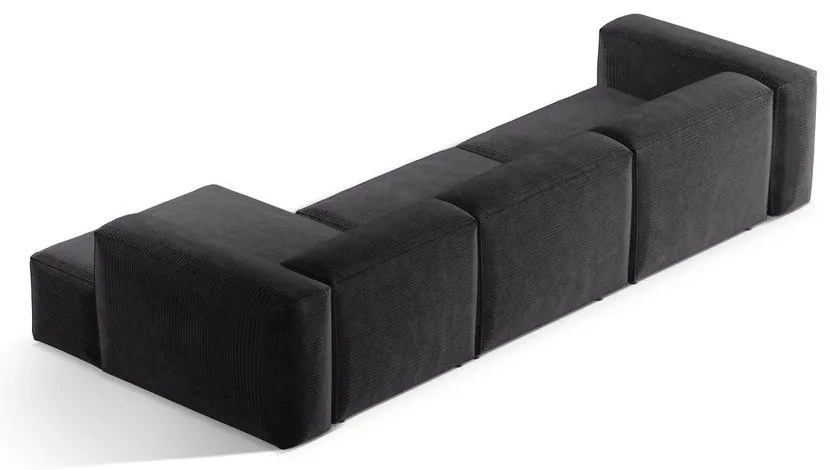 Divano angolare grigio scuro (con penisola a destra/con chaise lounge) con rivestimento in velluto a coste Bergamo – Cosmopolitan Design