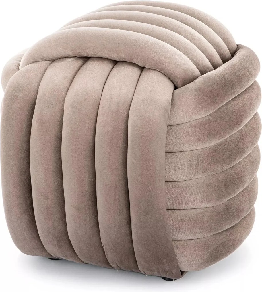 Pouf Bruni Velvet in velluto color beige scuro – 45x45x42 cm