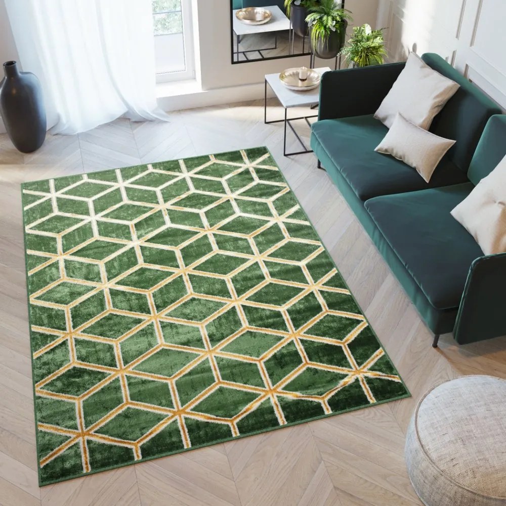 Tappeto moderno verde con originale motivo geometrico Larghezza: 120 cm | Lunghezza: 170 cm