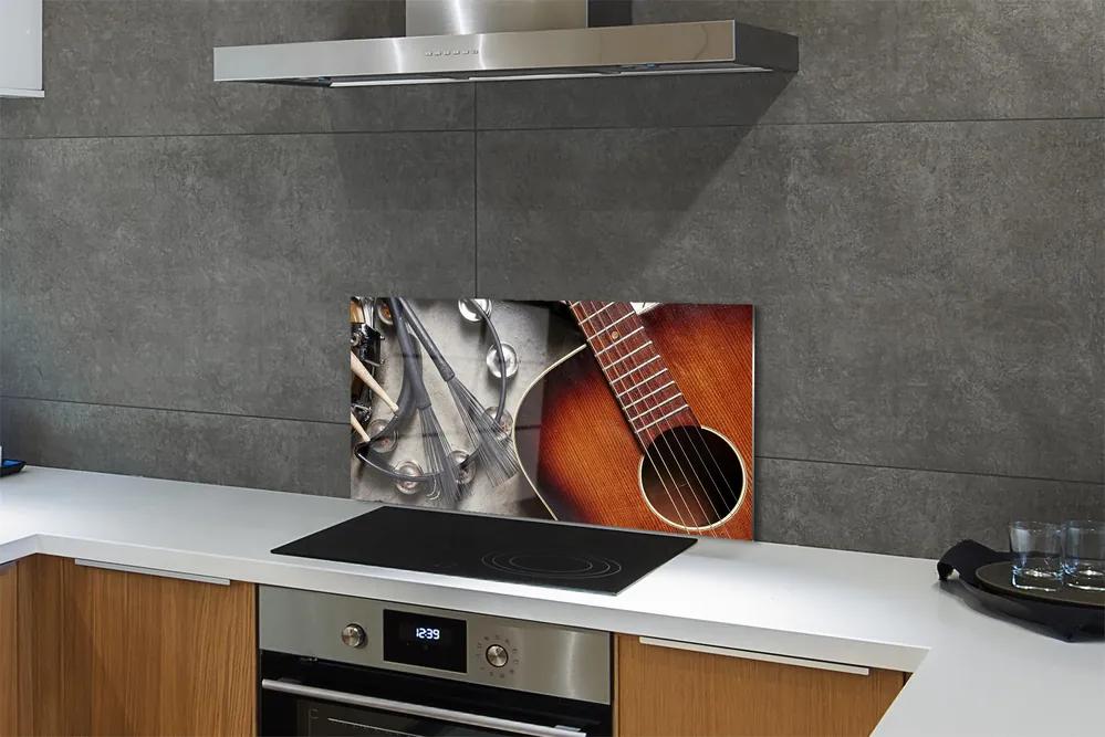 Pannello rivestimento cucina Chitarra, microfono, bacchette 100x50 cm