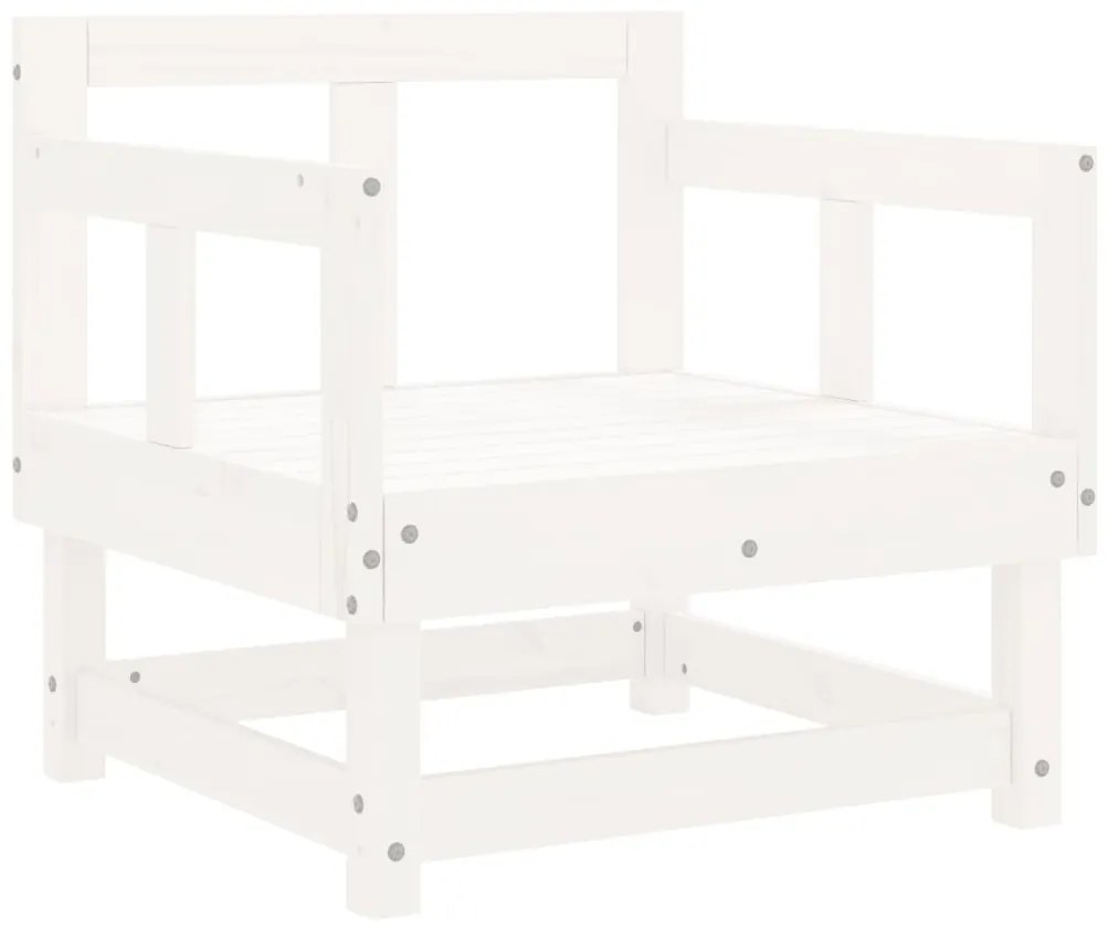 Set salotto da giardino 7 pz bianco in legno massello di pino