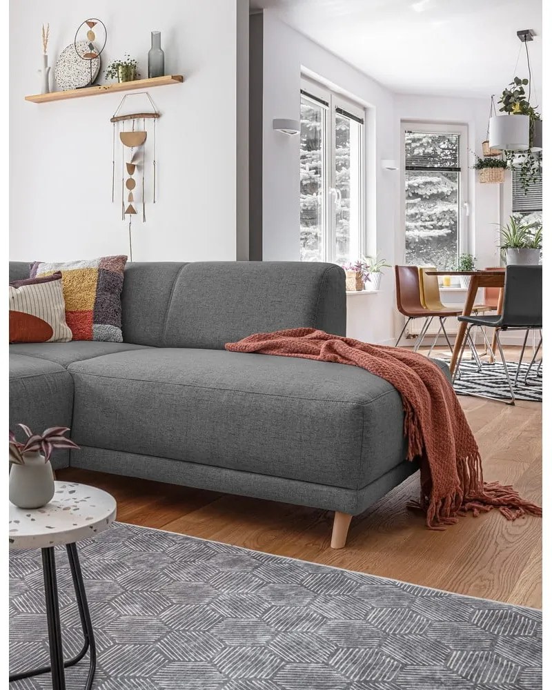 Divano angolare grigio allungabile e con contenitore (penisola a destra/a L) Classy Sophie – Miuform