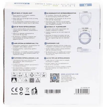 Aigostar - Plafoniera LED da soffitto a montaggio superficiale LED/6W/230V Ø 12,3 cm 6500K bianco
