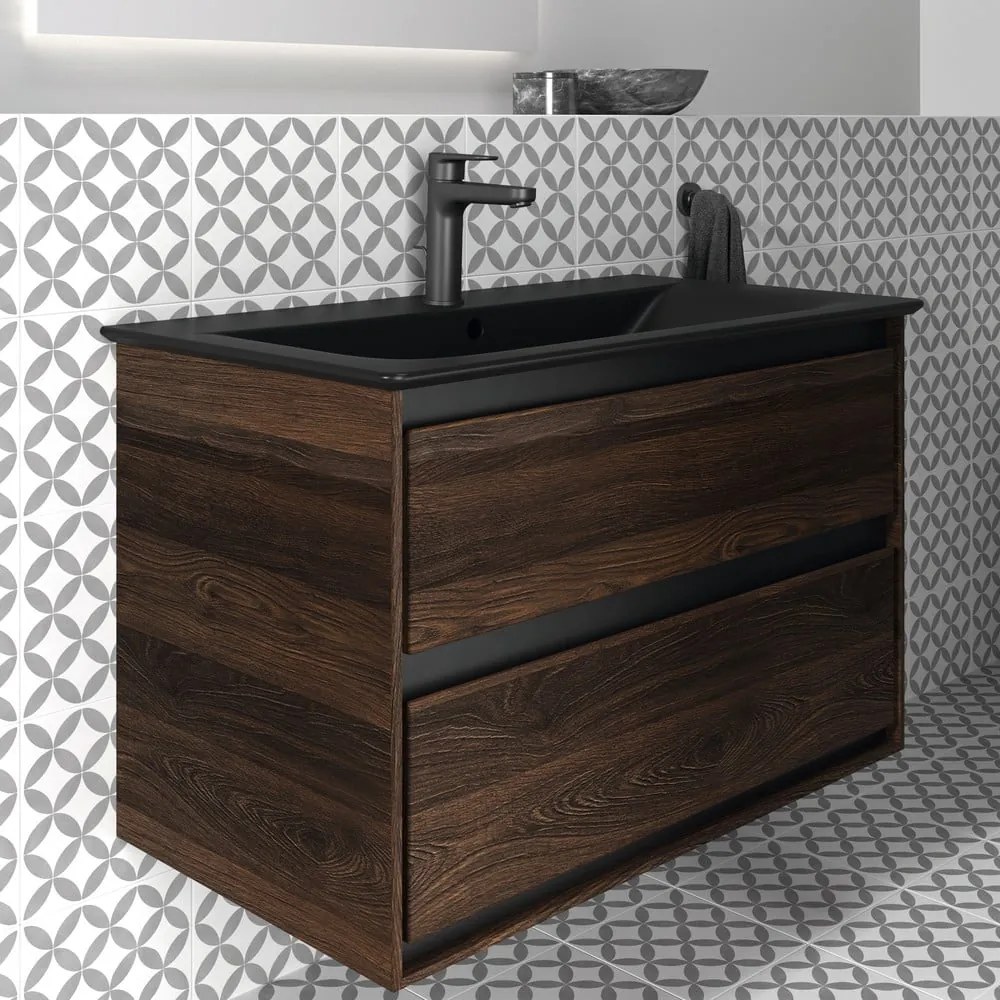 Lavabo nero opaco in ceramica 84x46 cm Silk Black - Ideal Standard