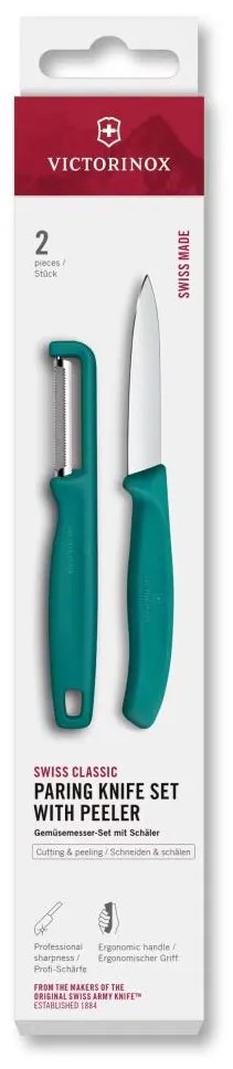 Victorinox - Set con coltello da cucina e pelaverdure SWISS CLASSIC turchese