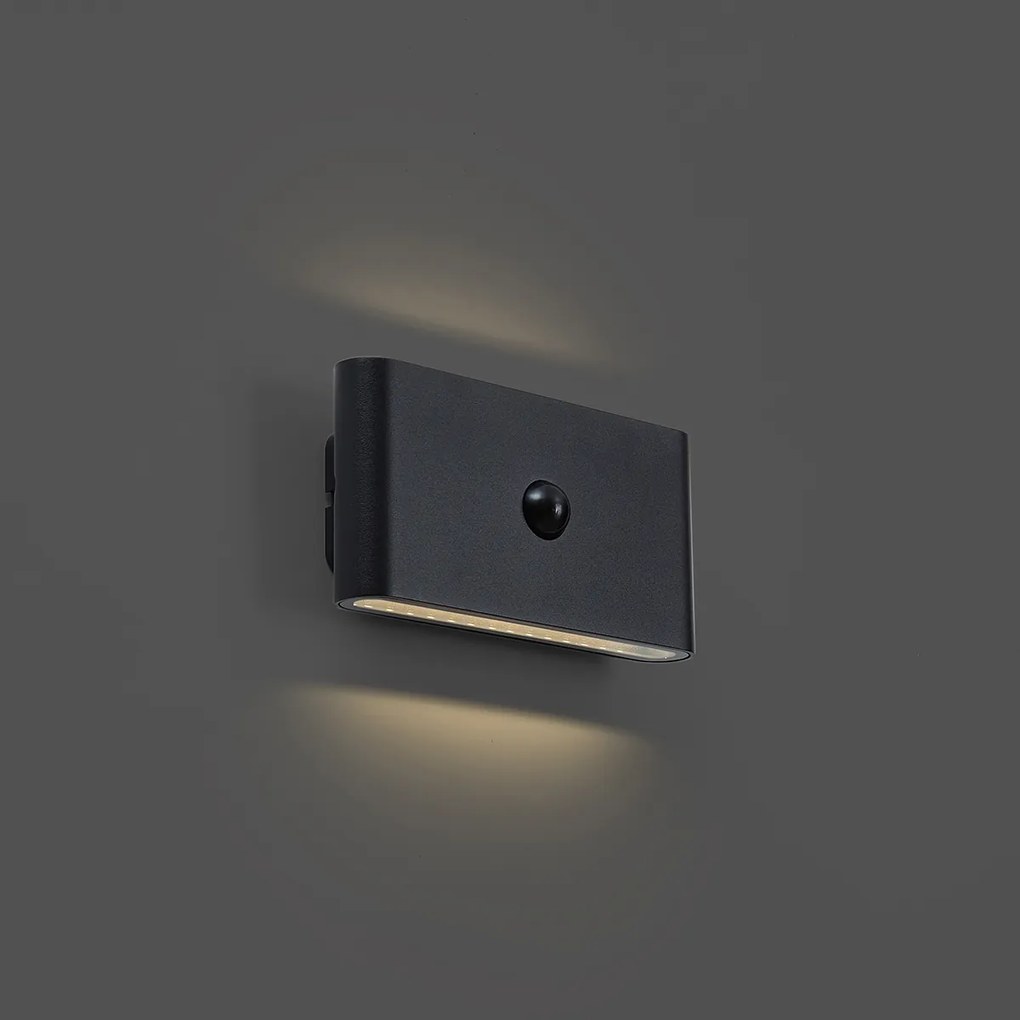 Lampada da parete nera con sensore crepuscolare, magnetica, con LED ricaricabile - Batt