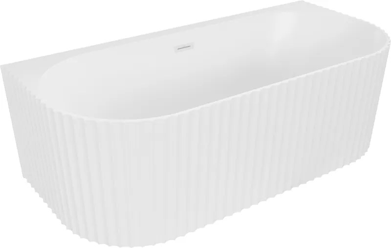 Mexen Sella vasca da bagno freestanding con scanalature 150 x 75 cm, bianca opaca, troppo pieno bianco - 52711507501-20
