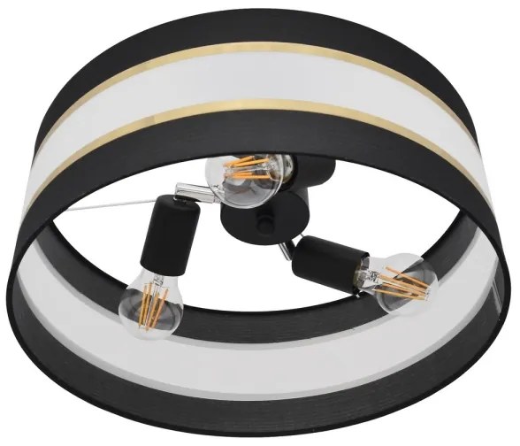 Lampadario a sospensione con supporto rigido HELEN 3xE27/15W/230V nero/oro