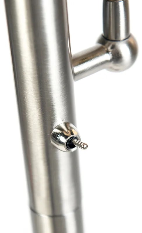 Lampada da terra classica in acciaio con paralume grigio e luce di lettura - Retro