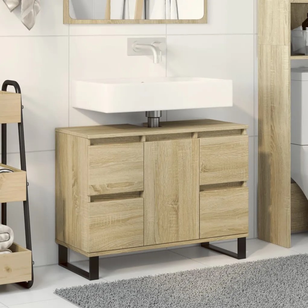 Mobile da bagno rovere sonoma 80x33x60 cm in legno multistrato