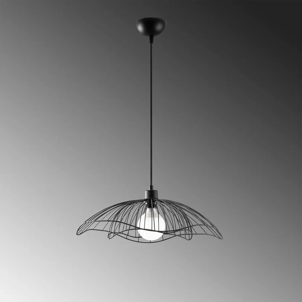 Lampadario nero con paralume in metallo ø 50 cm Farac – Opviq lights