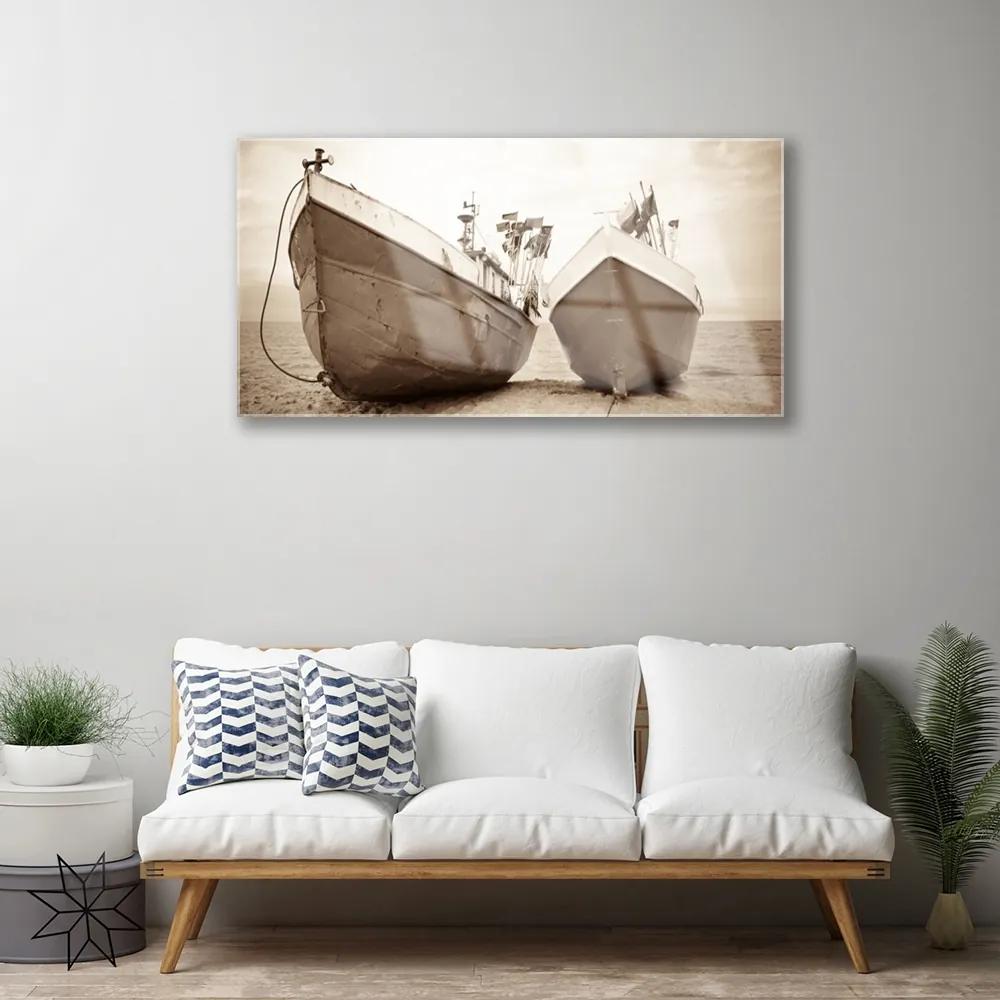 Quadro acrilico Barca, acqua, paesaggio 100x50 cm