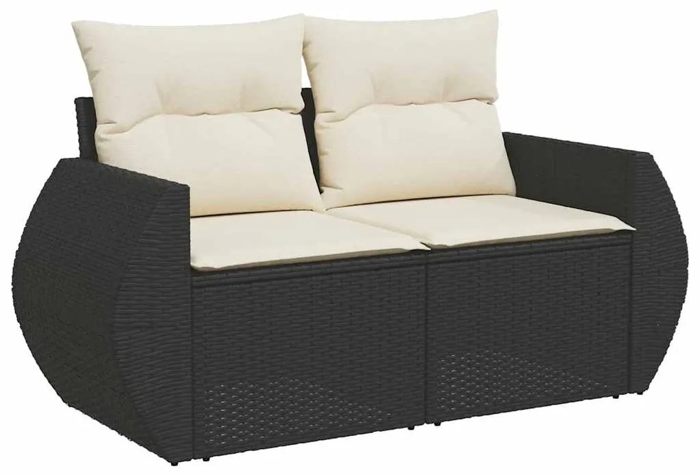 Set divani da giardino 4 pz con cuscini nero in polyrattan