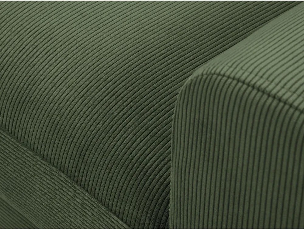 Divano angolare verde allungabile e con contenitore (con penisola a sinistra/con chaise lounge) con rivestimento in velluto a coste Kyoto – Cosmopolitan Design