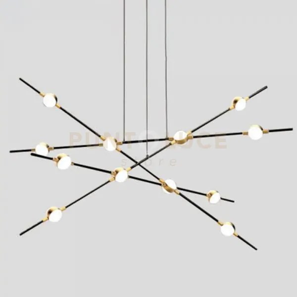 Lampada a sospensione molecular 12 lt  nero e oro, led 3000k 28,80w...