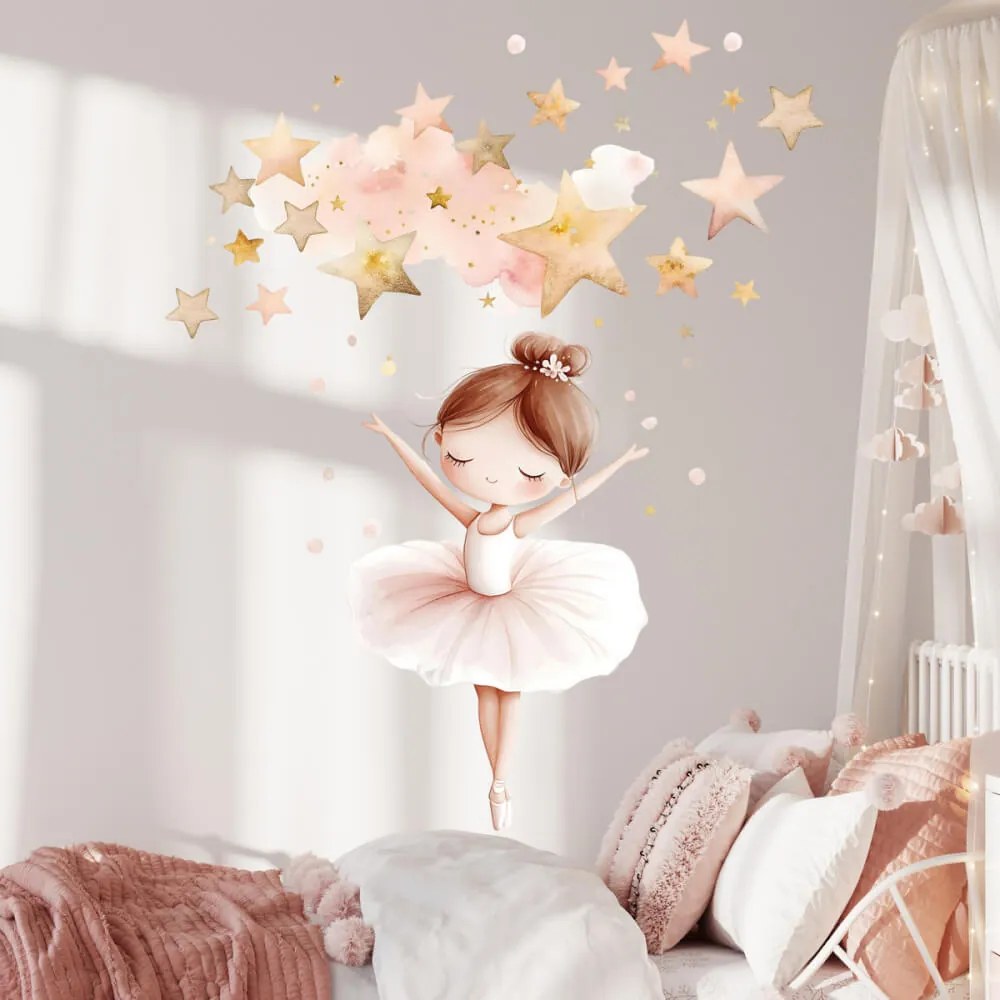 Adesivi da pareti - Ballerina e stelle | Inspio