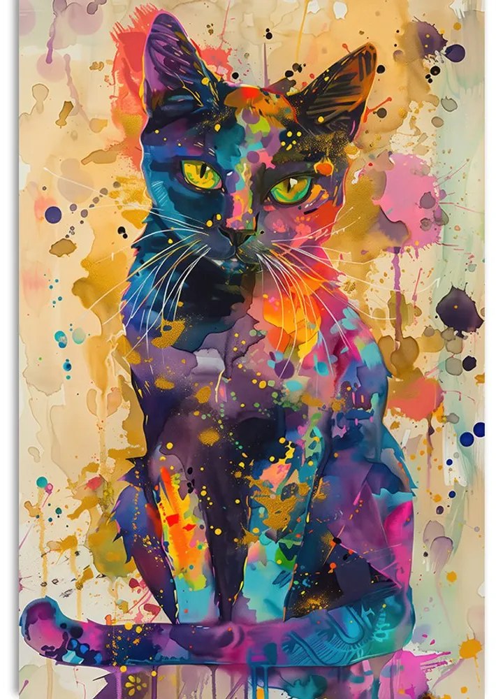 Quadro su tela – Gatto con imitazione di pittura