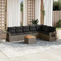 Set Divano da Giardino 8 pz con Cuscini Grigio in Polyrattan 3256928