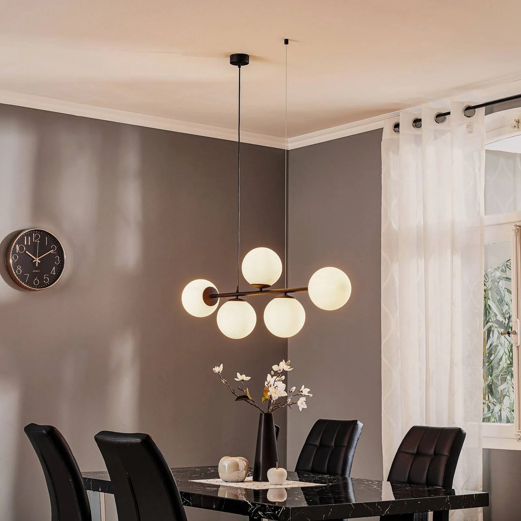 TK Lighting Lampada a sospensione Celeste con vetri sferici, 5 luci