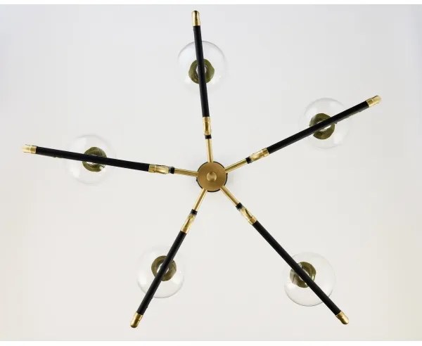 Jupiter 1985 - Lampadario a sospensione con supporto rigido IBRA 5xG9/10W/230V nero/oro