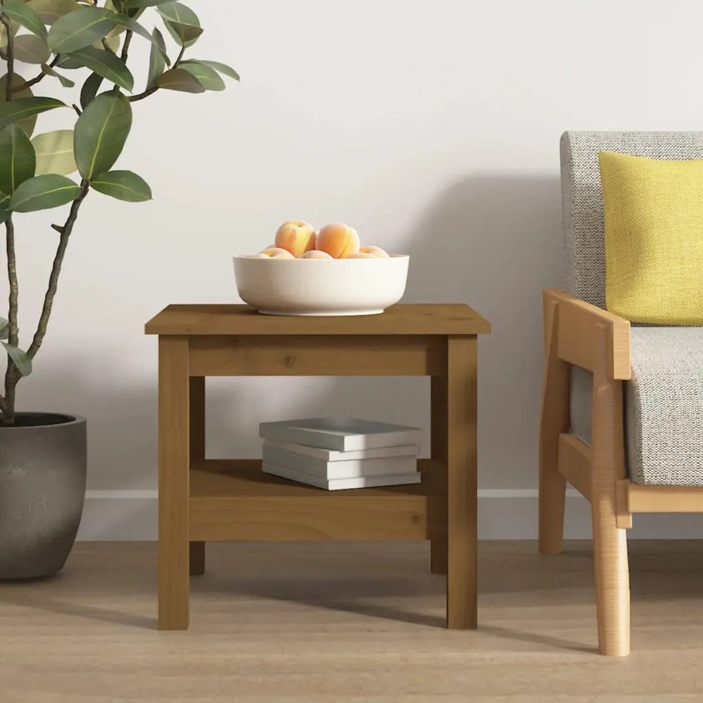 Tavolino da salotto miele 45x45x40 cm legno massello di pino
