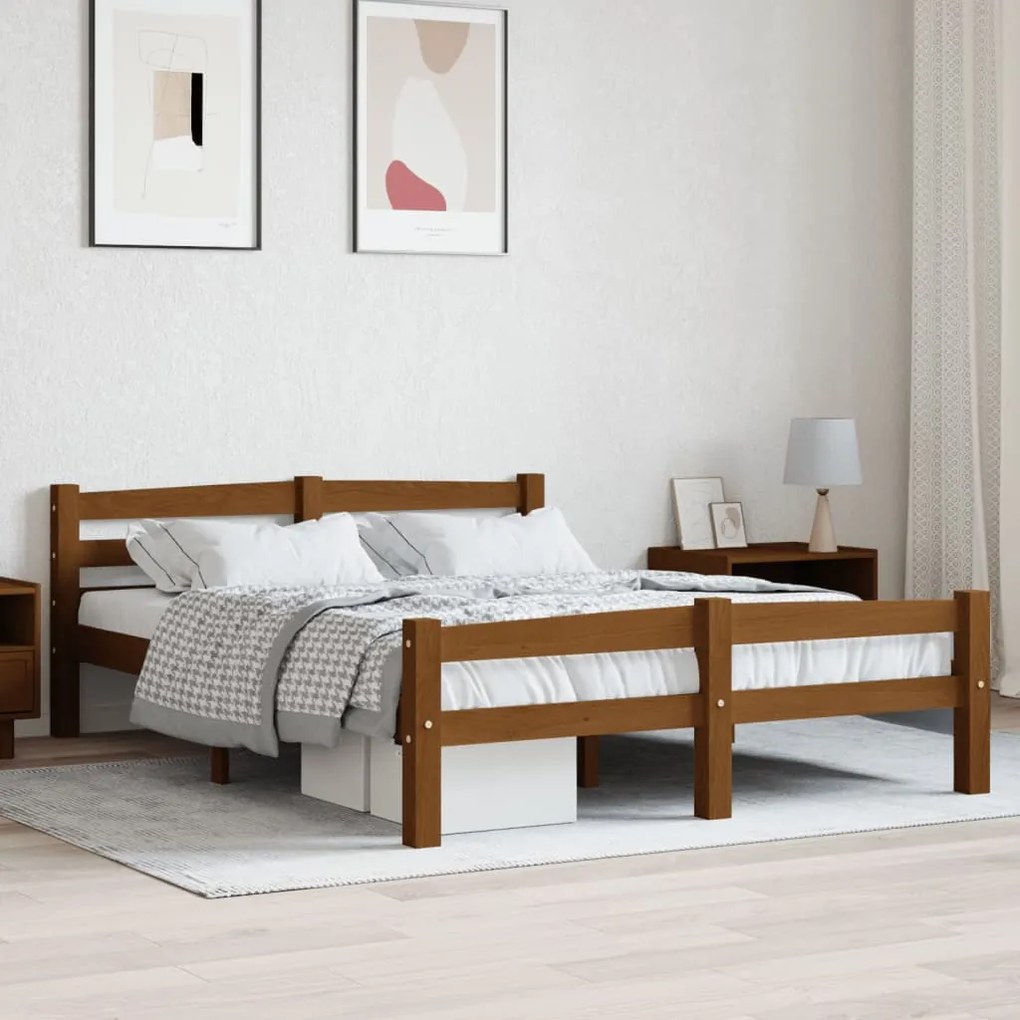 Giroletto Senza Materaso Ambrato İn Legno Di Pino 140x200 Cm /