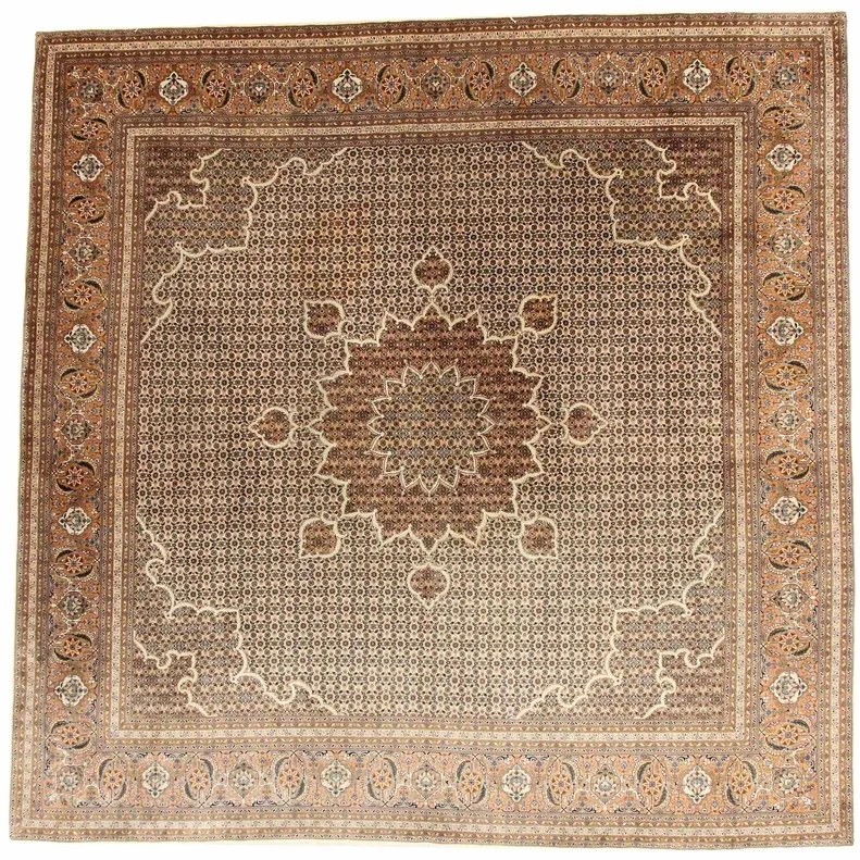 Tabriz Tappeto 300 x 300 Marrone (Iran) Annodato A Mano