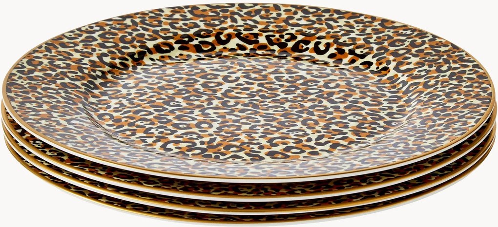 Set di 4 piatti da colazione in Fine China Leopard