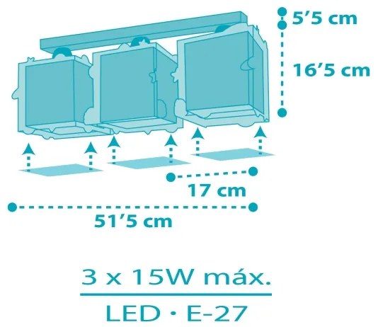 Dalber 63353 - Plafoniera per bambini ROCKET 3xE27/15W/230V