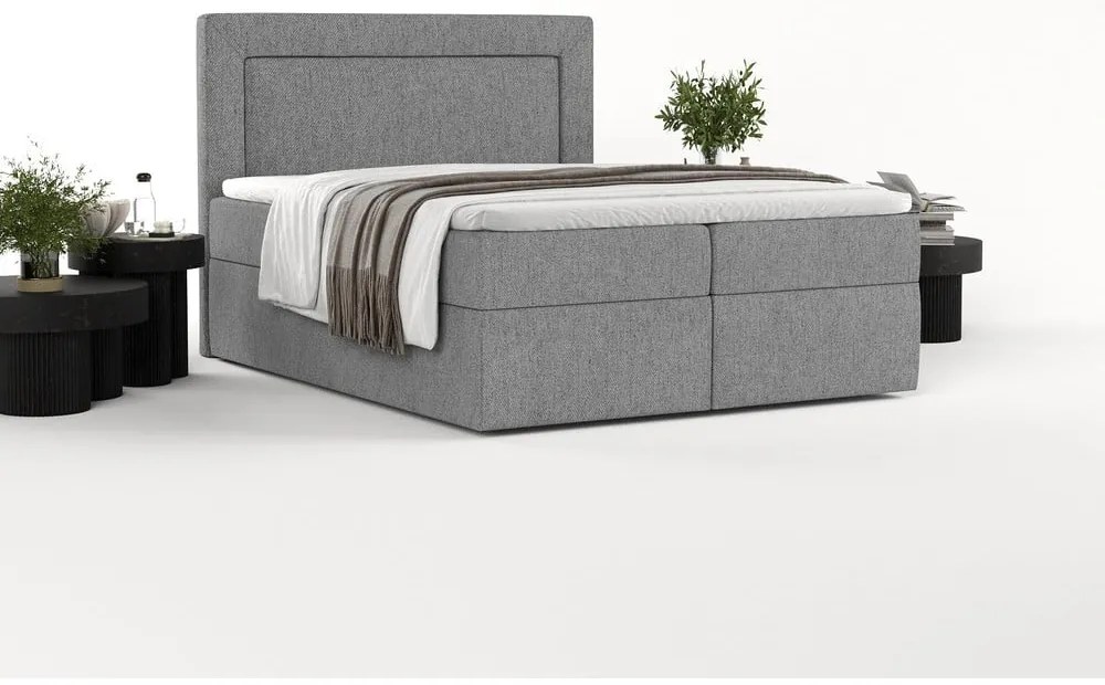 Letto boxspring grigio con contenitore 200x200 cm Imagine - Maison de Rêve