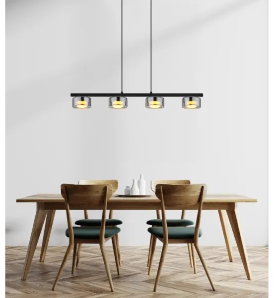 Globo 16055-4HS - Lampadario LED a sospensione con filo HIGGINS 4xGX53/6W/230V fumé/nero